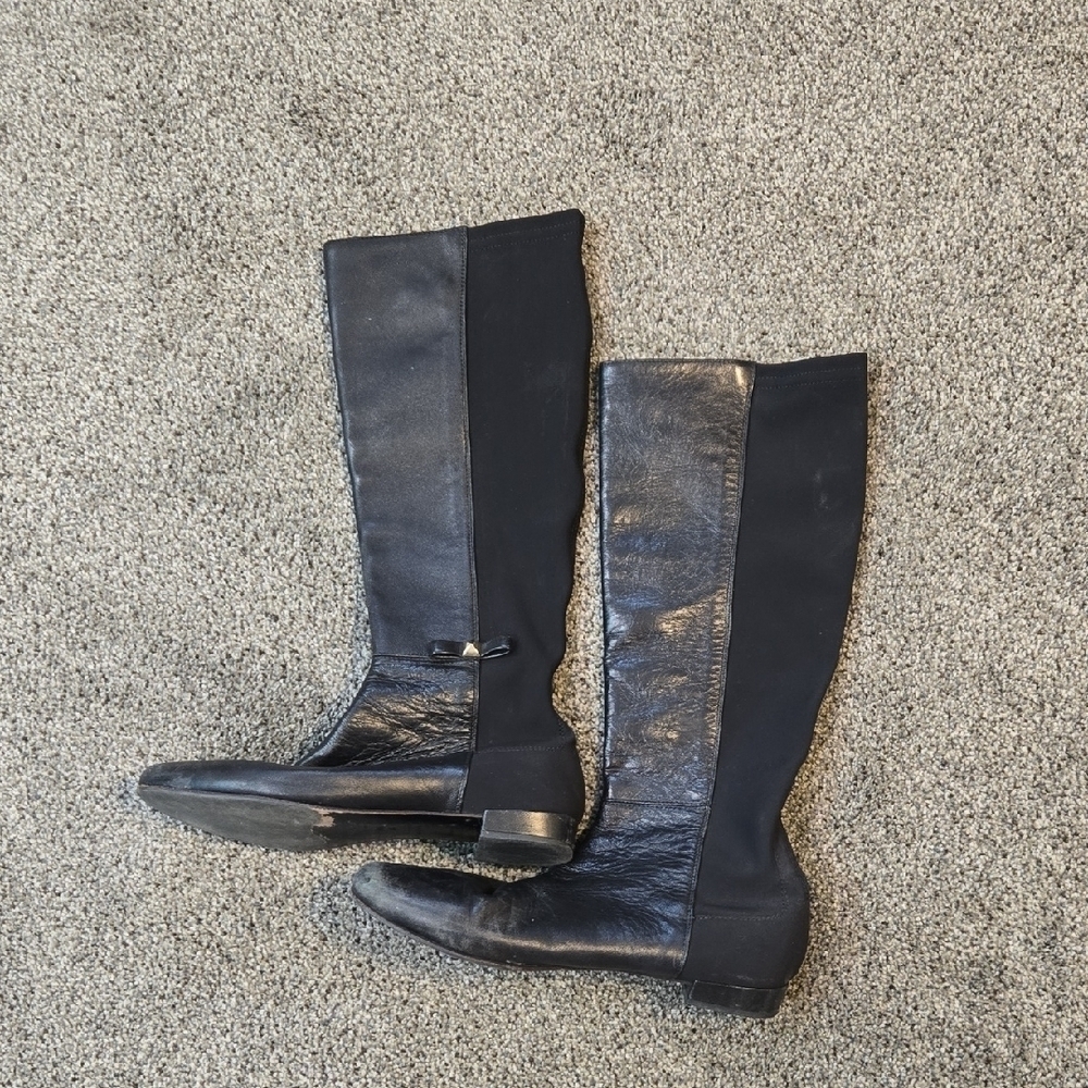 Kate Spade Women Elegant Black Leather Knee-High Boots Shoes Sz 7.5M